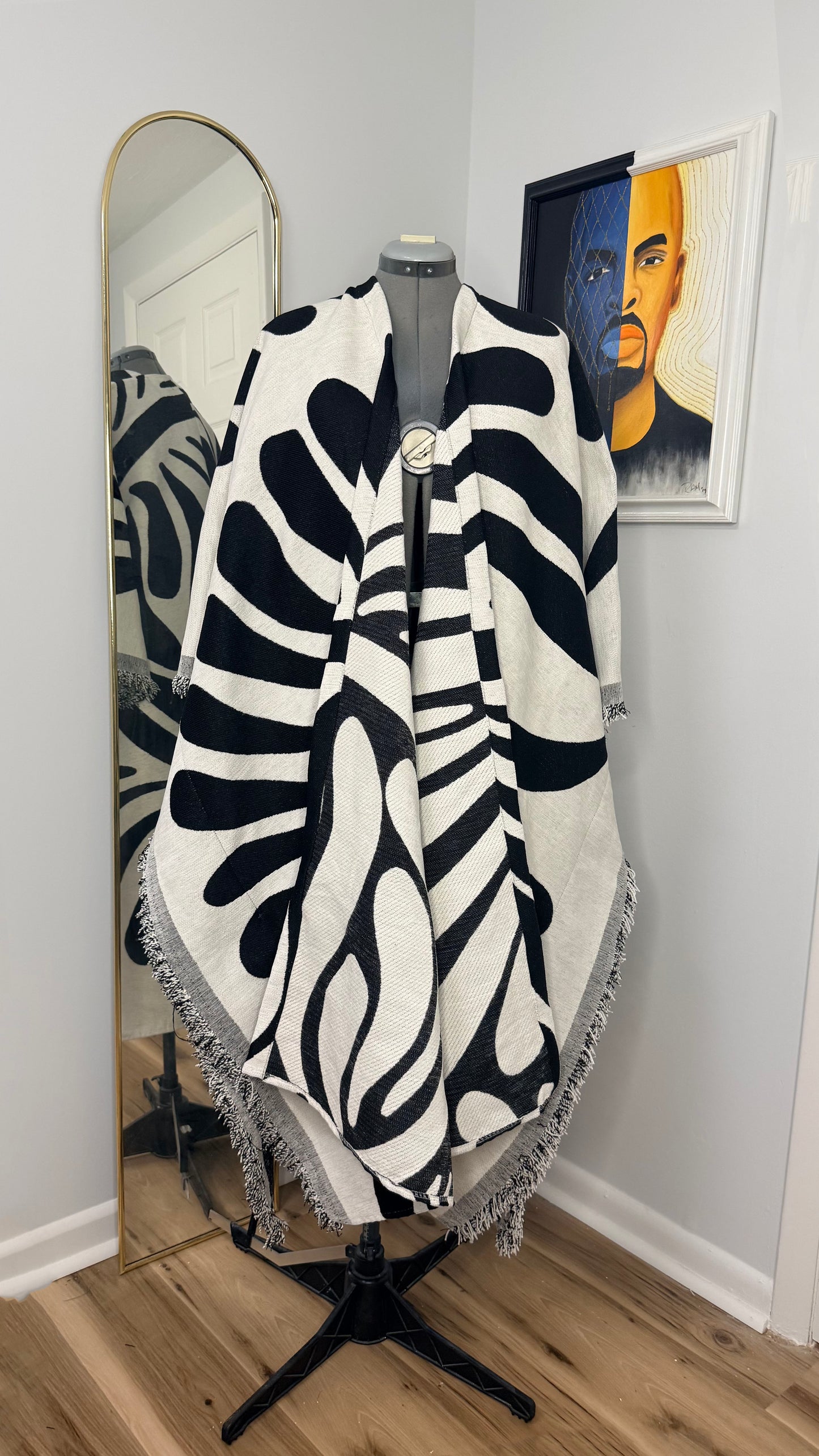 Woven Longline Coat, Ink Tide