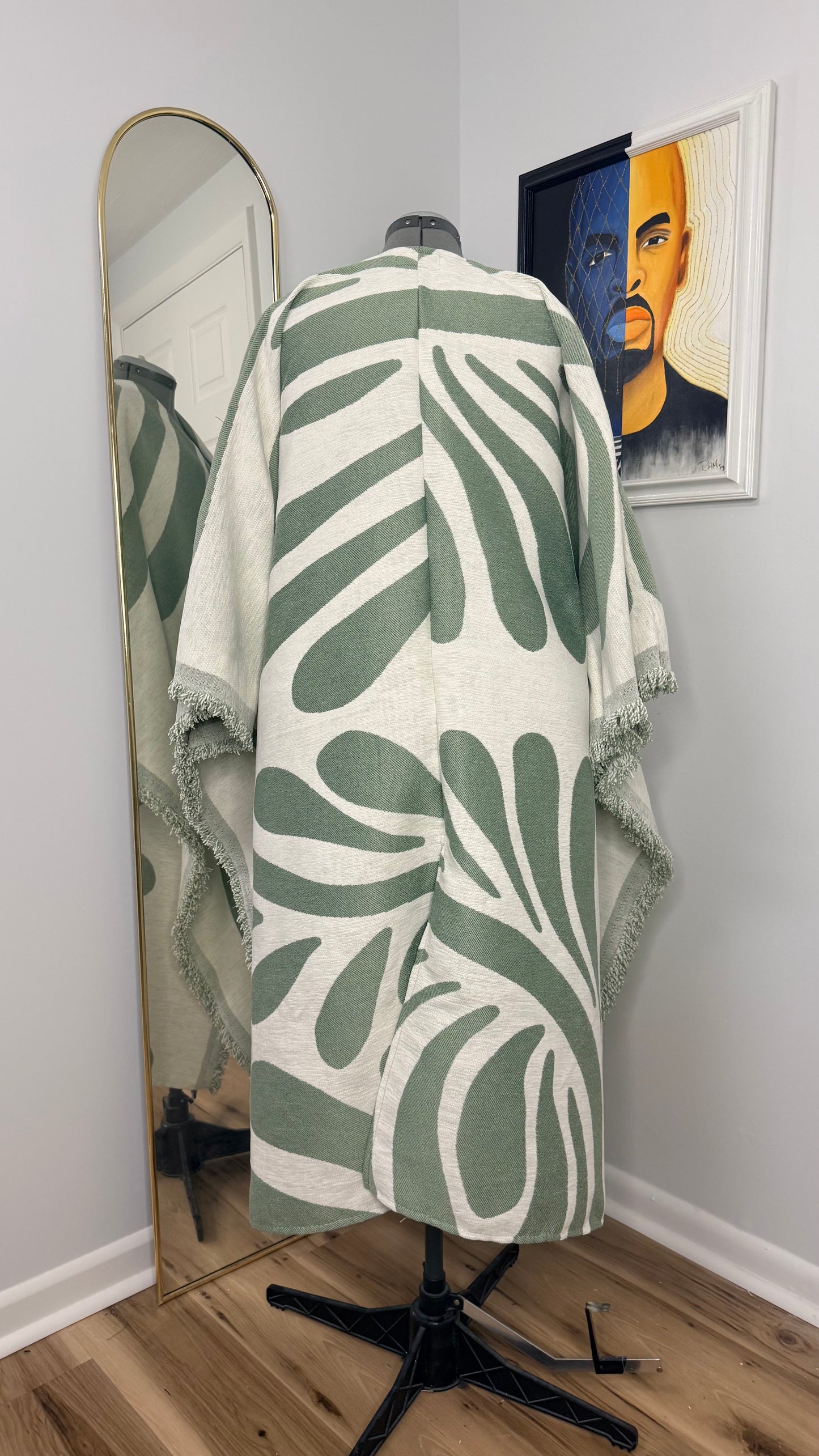 Woven Longline Coat, Wild Sage