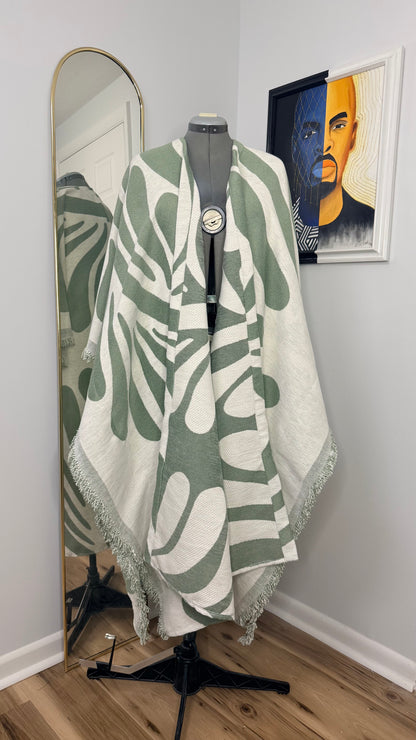 Woven Longline Coat, Wild Sage